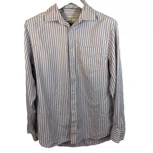 Banana Republic Slim Fit XL  Button Up Shirt Mens White Purple Striped 17-17 1/2